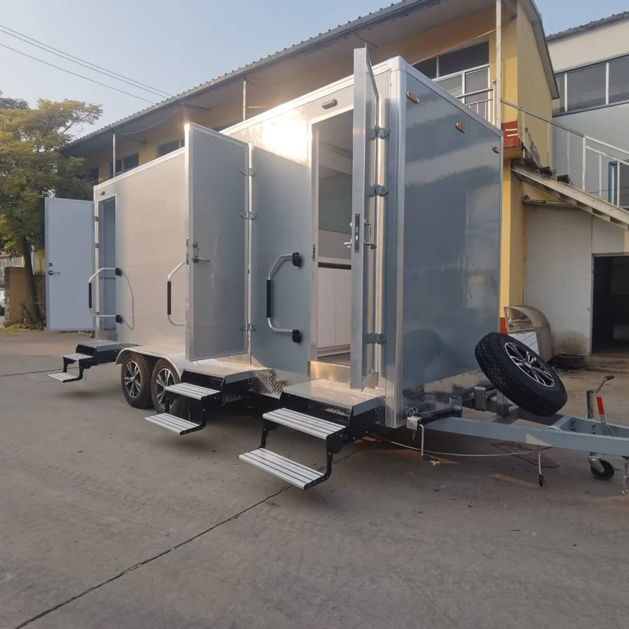3 station restroom trailer with ac heating and water heater