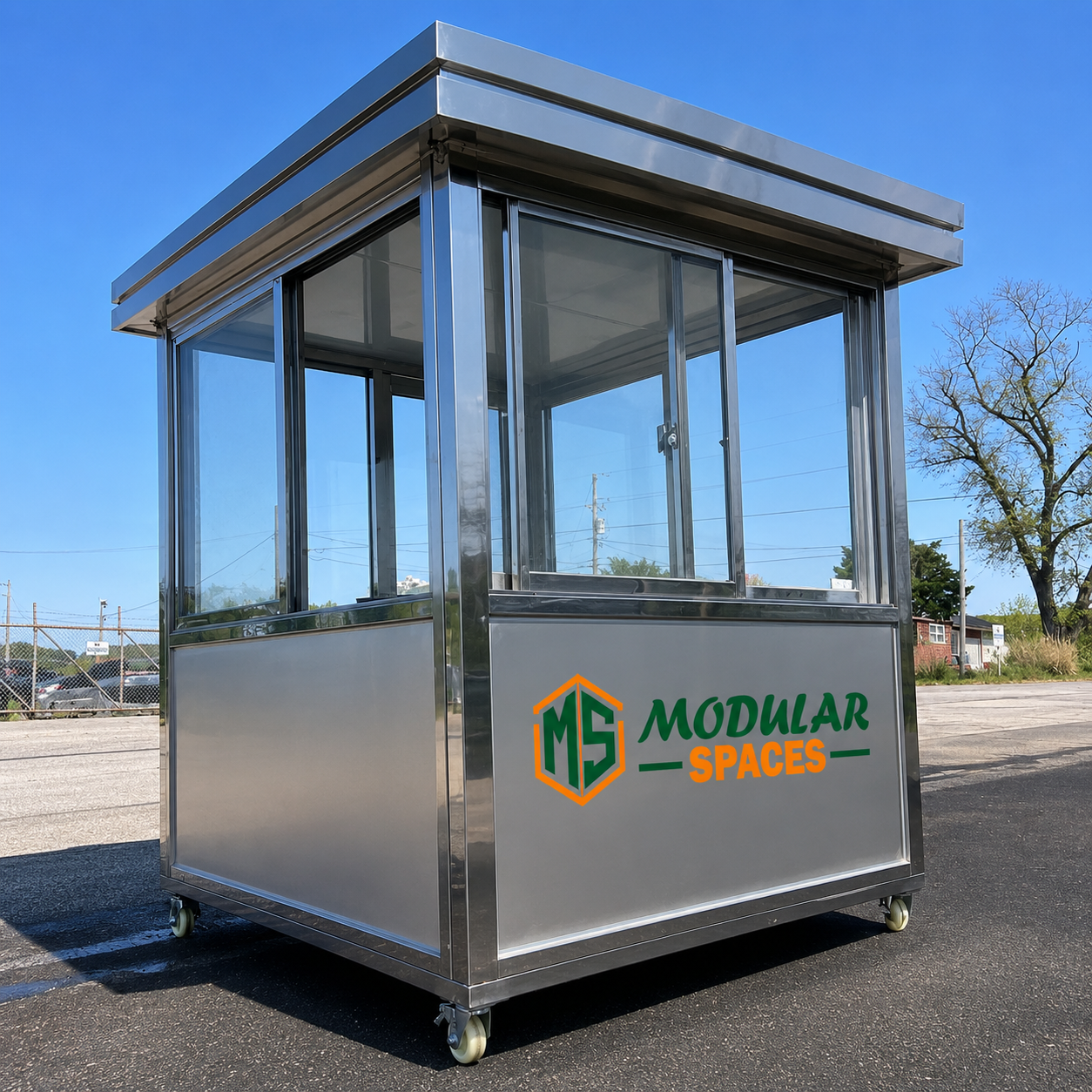 6.5×6.5 stainless steel guard shack, swing door, plain jane
