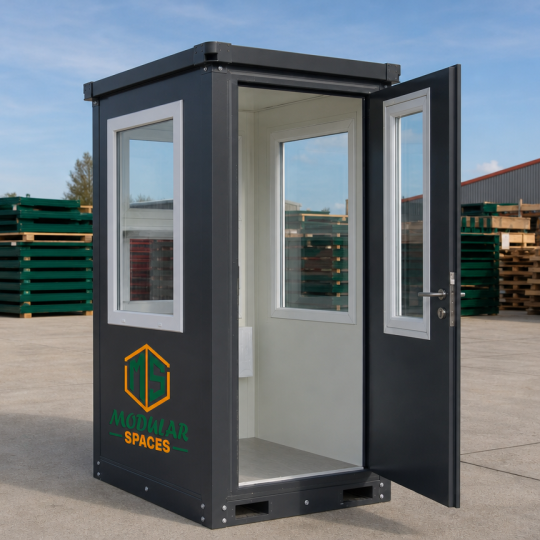 flat pack security booth – portable security cabin (1.1m x 1.1m)