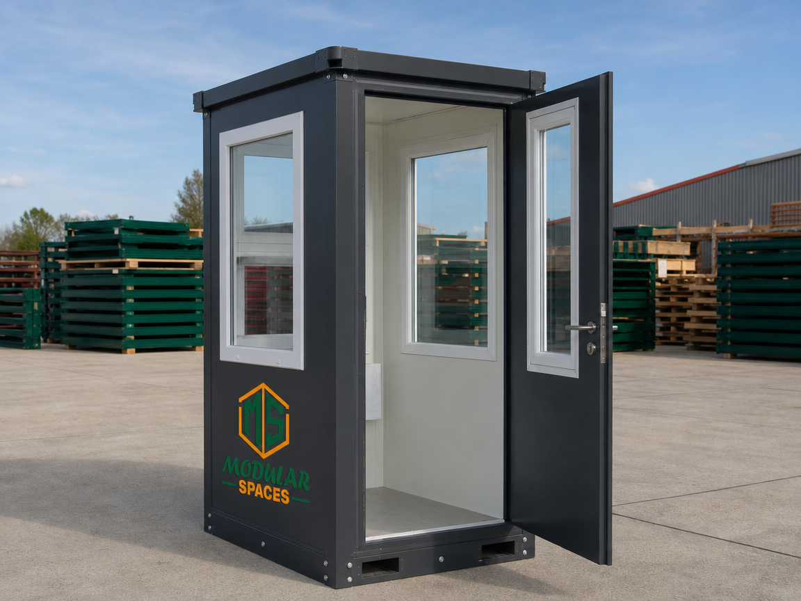 flat pack security booth – portable security cabin (1.1m x 1.1m)