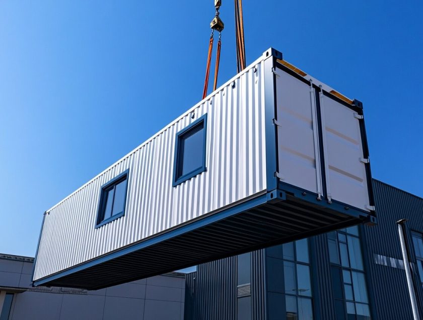 bedkatrin_A_white_shipping_container_with_navy_blue_trim_is_bei_e203bf00-f49c-401d-803a-55728f7c9afc66ebc6b7d5c16