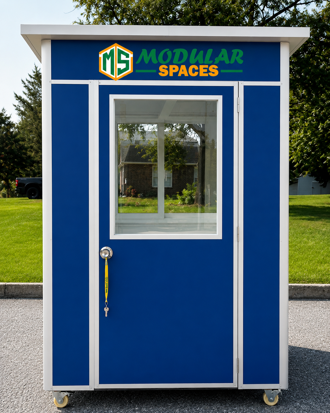 5×5 economy color steel guard shack, blue, plain jane
