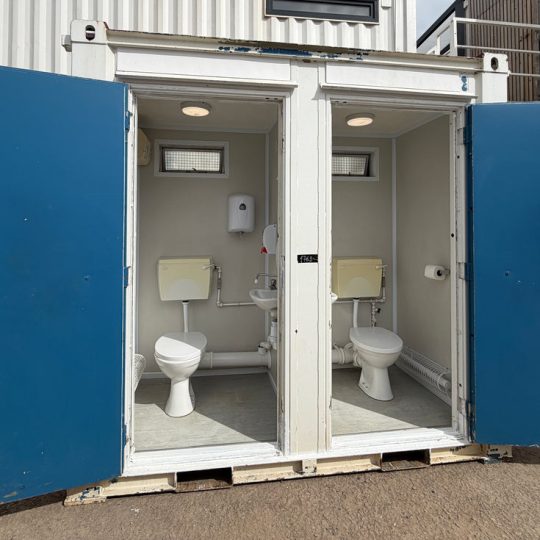 Double Toilet Block | Male & Female WC | 8x5 Ft | Unrefurbished Portable Toilet Block | 1+1 Toilet Block | Blue/White | No 1763